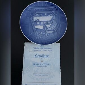 Vintage B&G Christmas Porcelain Plate 1985 With Certificate of Authenticity.